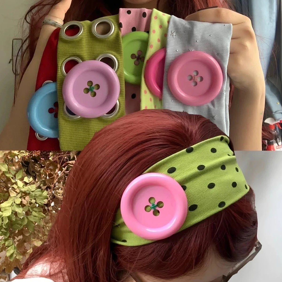 1pc Retro Ins Style Polka Dot Button Headband Fashion Women Y2K French Hair Accessories Cute Sweet Dating Hair Band 1pc Retro Ins Style Polka Dot Button Headband Fashion Women Y2K French Hair Accessories Cute Sweet Dating Hair Band