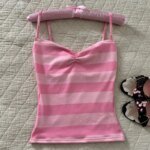 Fashion Classic Casual Camisole Y2K American Contrast Stripe Summer Slim Vest Fashion Kawaii Sexy Spice Girl Aesthetics Pullover - Image 5