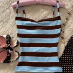 Fashion Classic Casual Camisole Y2K American Contrast Stripe Summer Slim Vest Fashion Kawaii Sexy Spice Girl Aesthetics Pullover