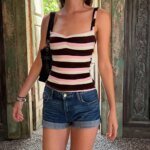 Fashion Classic Casual Camisole Y2K American Contrast Stripe Summer Slim Vest Fashion Kawaii Sexy Spice Girl Aesthetics Pullover - Image 3