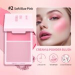 Lakerain 2in1 Cream & Powder Blush Palette Natural Long-lasting High Pigment Blush Makeup Pan Clear Vitality Girl Blush Palette - Image 3