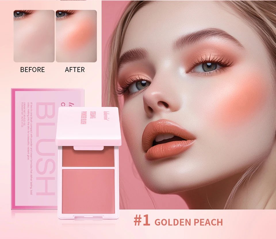 Lakerain 2in1 Cream & Powder Blush Palette Natural Long-lasting High Pigment Blush Makeup Pan Clear Vitality Girl Blush Palette Lakerain 2in1 Cream & Powder Blush Palette Natural Long-lasting High Pigment Blush Makeup Pan Clear Vitality Girl Blush Palette
