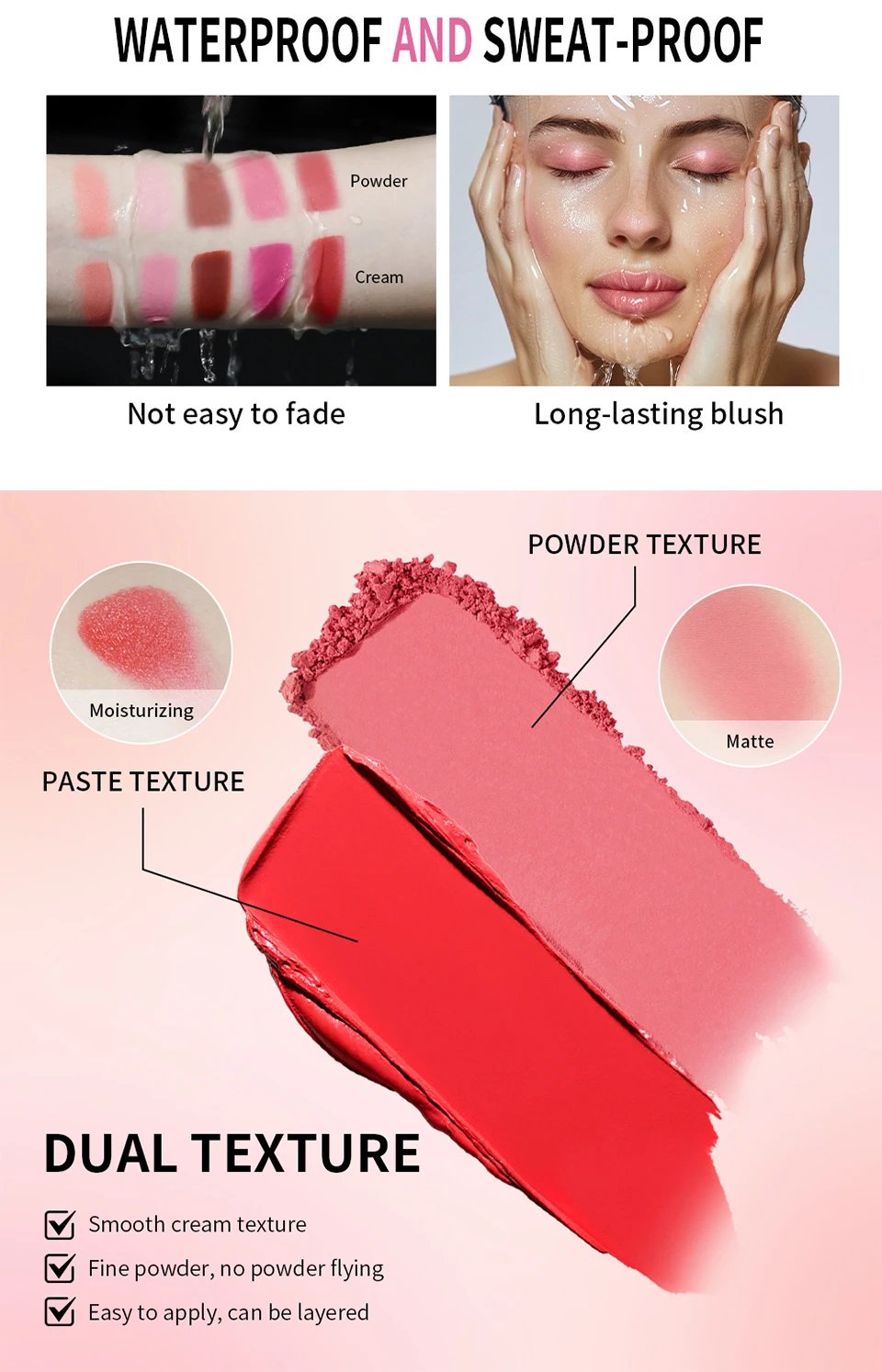 Lakerain 2in1 Cream & Powder Blush Palette Natural Long-lasting High Pigment Blush Makeup Pan Clear Vitality Girl Blush Palette Lakerain 2in1 Cream & Powder Blush Palette Natural Long-lasting High Pigment Blush Makeup Pan Clear Vitality Girl Blush Palette