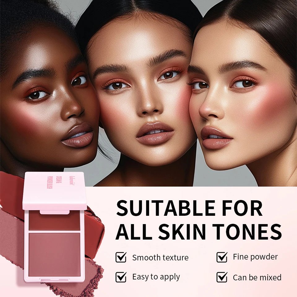 Lakerain 2in1 Cream & Powder Blush Palette Natural Long-lasting High Pigment Blush Makeup Pan Clear Vitality Girl Blush Palette Lakerain 2in1 Cream & Powder Blush Palette Natural Long-lasting High Pigment Blush Makeup Pan Clear Vitality Girl Blush Palette