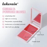 Lakerain 2in1 Cream & Powder Blush Palette Natural Long-lasting High Pigment Blush Makeup Pan Clear Vitality Girl Blush Palette - Image 4