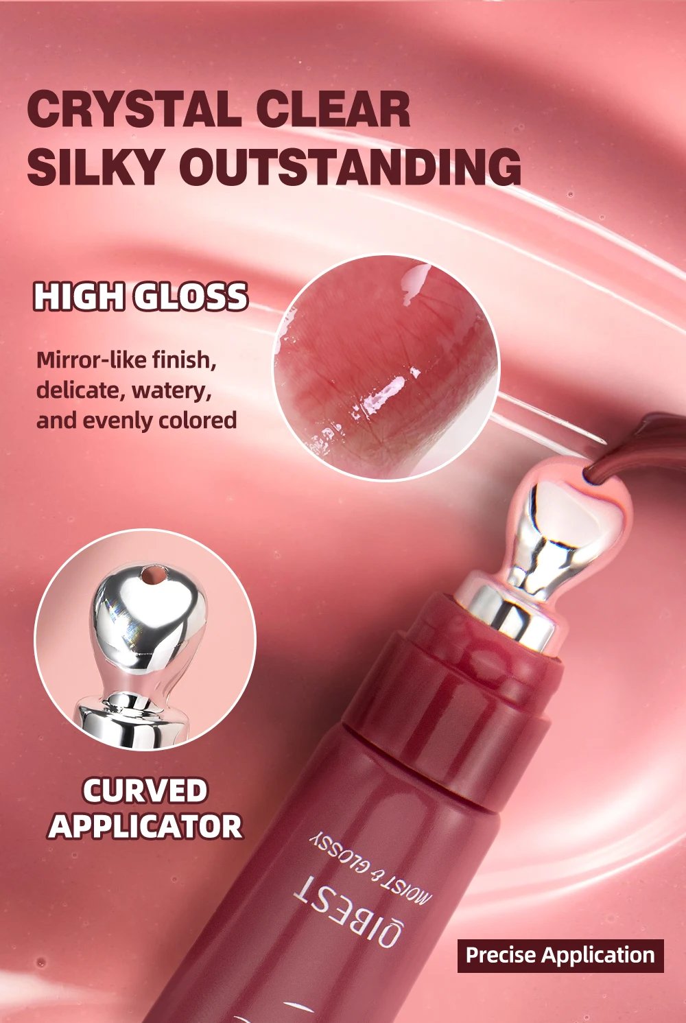 Mirror Lip Gloss, Lightweight Texture, Waterproof and Moisturizing, Long-Lasting Luster, Natural Makeup Effect