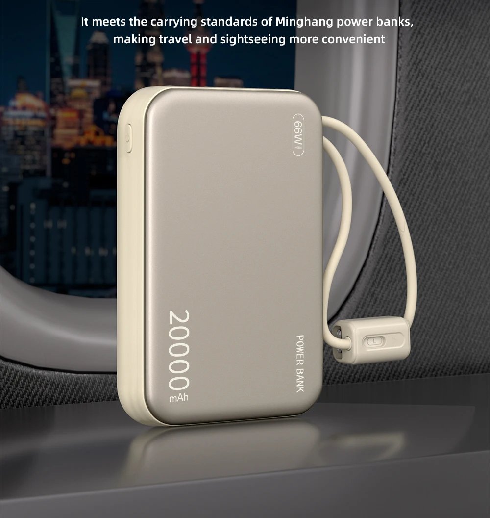 20000mAh 66W Fast Charge Power Bank CCC Chinese Certification with Cable for Xiaomi Huawei Samsung IPhone