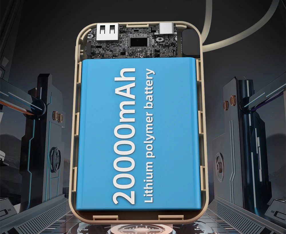 20000mAh 66W Fast Charge Power Bank CCC Chinese Certification with Cable for Xiaomi Huawei Samsung IPhone