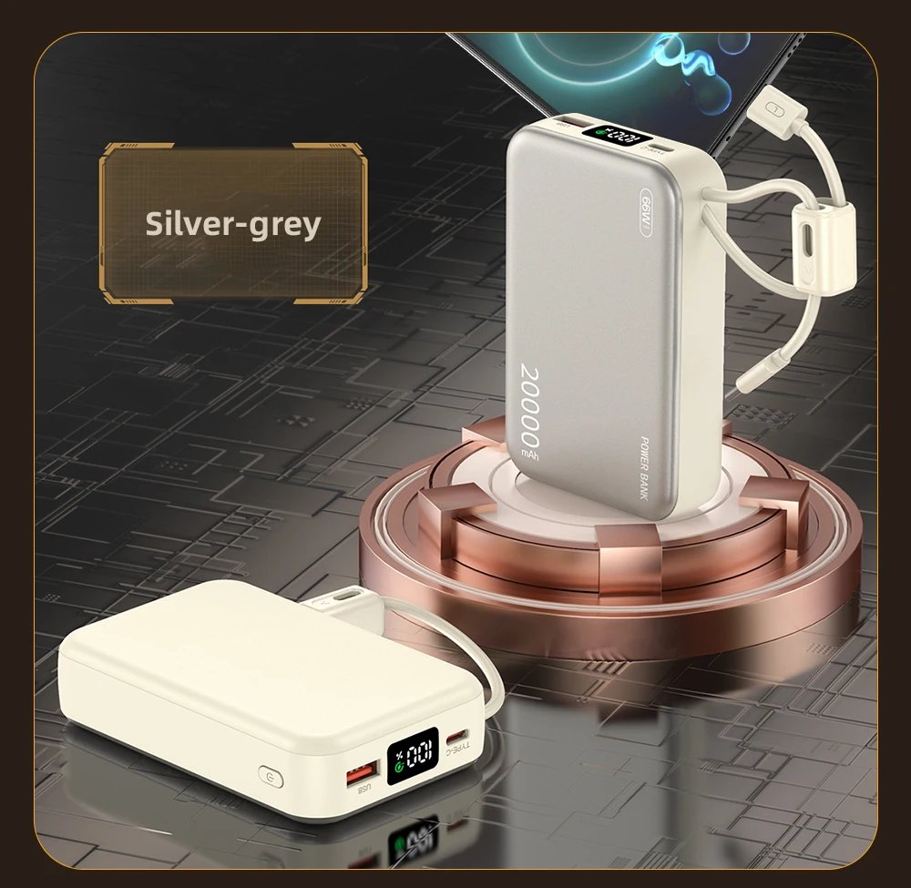 20000mAh 66W Fast Charge Power Bank CCC Chinese Certification with Cable for Xiaomi Huawei Samsung IPhone