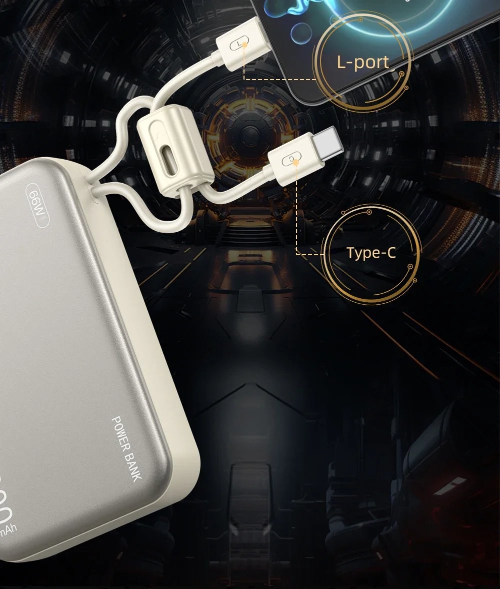 20000mAh 66W Fast Charge Power Bank CCC Chinese Certification with Cable for Xiaomi Huawei Samsung IPhone