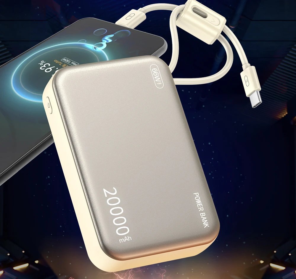 20000mAh 66W Fast Charge Power Bank CCC Chinese Certification with Cable for Xiaomi Huawei Samsung IPhone