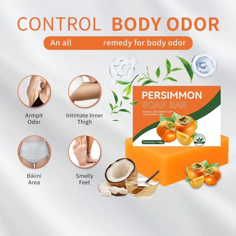100/200G Persimmon Soap Bar for Body Odor Removal, Handmade Persimmon Green Tea Soap for Face and Body Wash Gentle Deodorant Bar 100/200G Persimmon Soap Bar for Body Odor Removal, Handmade Persimmon Green Tea Soap for Face and Body Wash Gentle Deodorant Bar