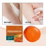 100/200G Persimmon Soap Bar for Body Odor Removal, Handmade Persimmon Green Tea Soap for Face and Body Wash Gentle Deodorant Bar - Image 3