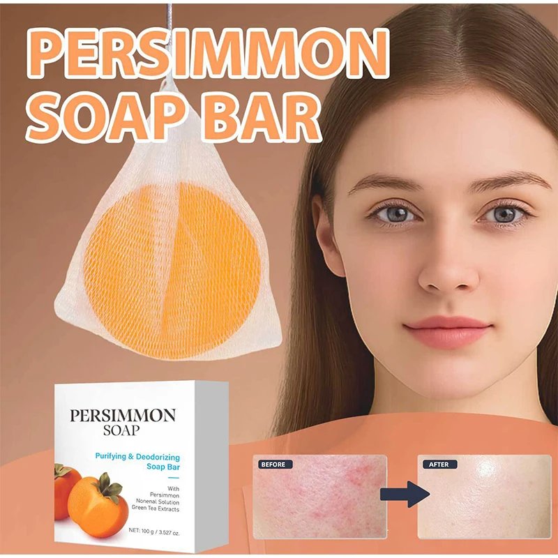 Japanese Persimmon Soap Bar,Body Purifying Deodorizing Natural Mild Soap Bar with Green Tea Extracts,Gentle on All Skin Types Japanese Persimmon Soap Bar,Body Purifying Deodorizing Natural Mild Soap Bar with Green Tea Extracts,Gentle on All Skin Types