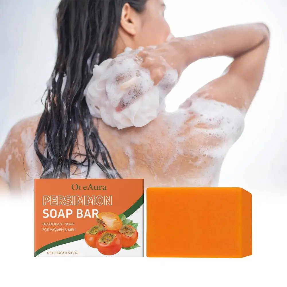 100g Natural Persimmon Body Soap for Odor Control and Daily Cleansing Persimmon Deodorant Soap Bar for Men & Women Skin Care