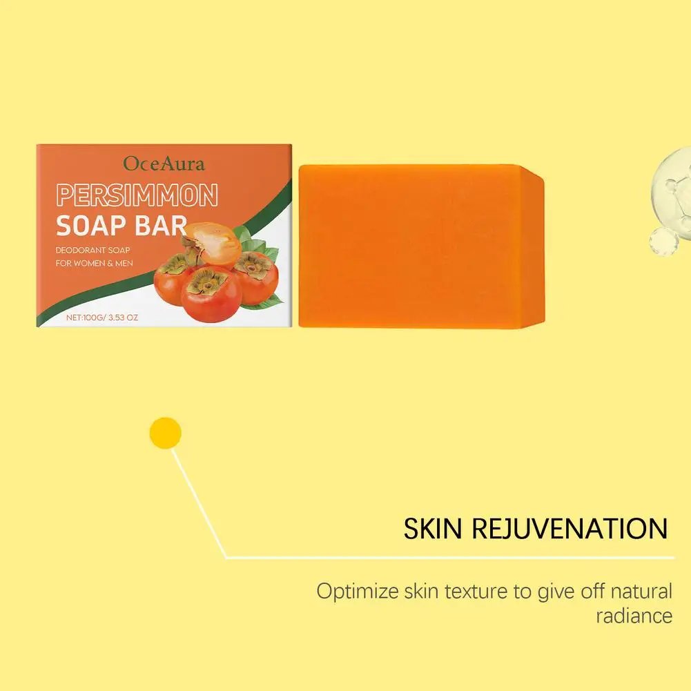 100g Natural Persimmon Body Soap for Odor Control and Daily Cleansing Persimmon Deodorant Soap Bar for Men & Women Skin Care