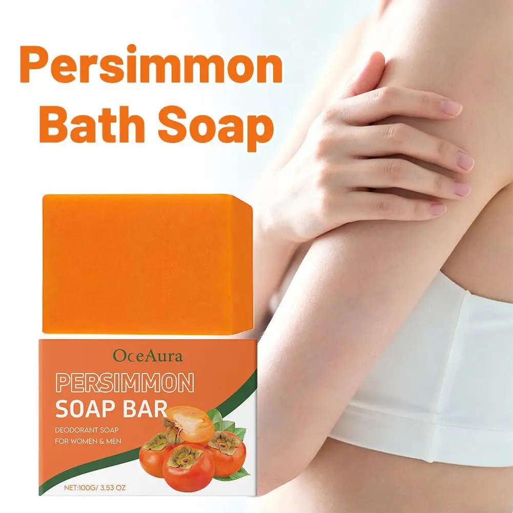 100g Natural Persimmon Body Soap for Odor Control and Daily Cleansing Persimmon Deodorant Soap Bar for Men & Women Skin Care