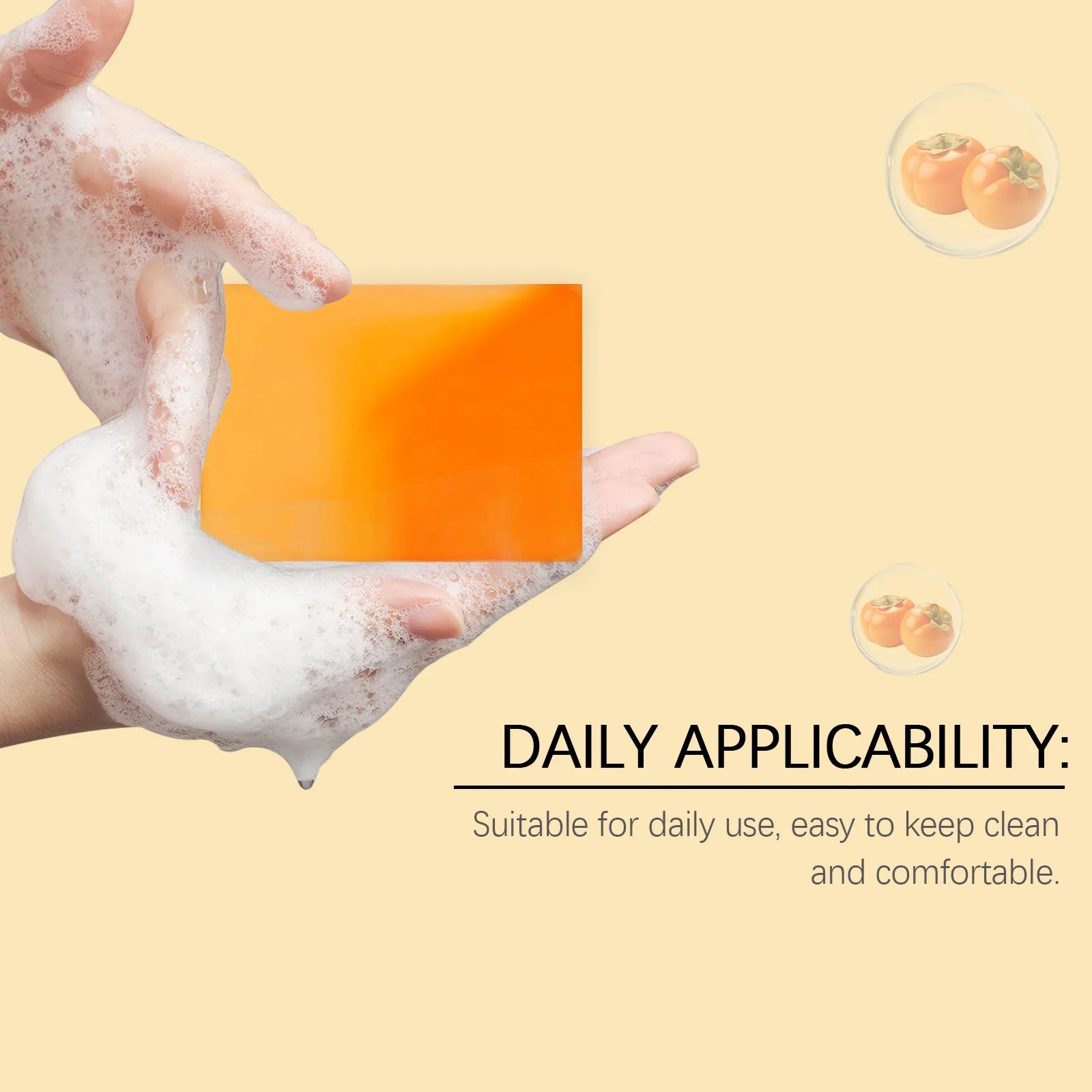 OceAura Persimmon Soap Bar for Body Odor Control Deodorant Professional Skin Cleaning Goat Milk Body Wash Persimmon Shower Gel OceAura Persimmon Soap Bar for Body Odor Control Deodorant Professional Skin Cleaning Goat Milk Body Wash Persimmon Shower Gel