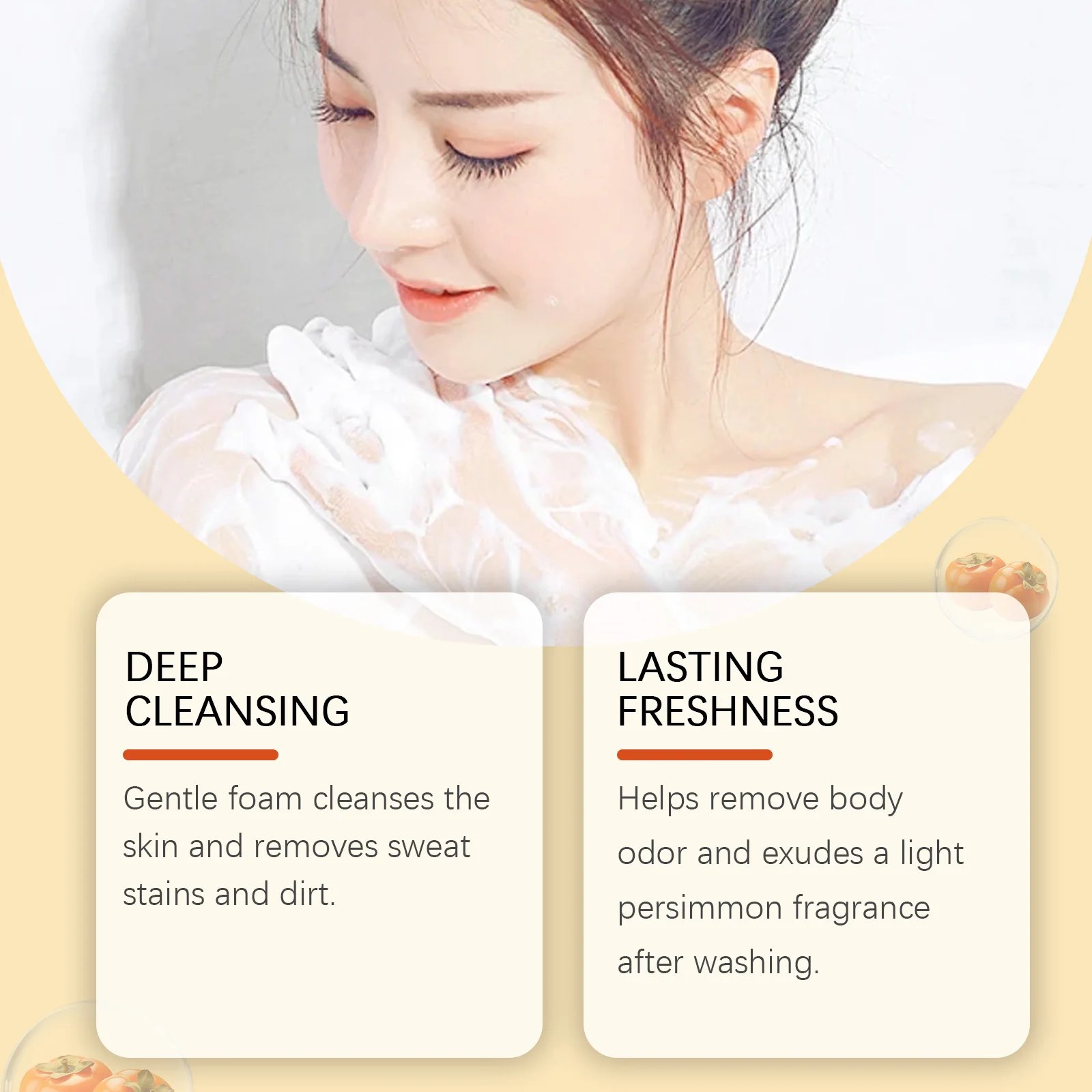 OceAura Persimmon Soap Bar for Body Odor Control Deodorant Professional Skin Cleaning Goat Milk Body Wash Persimmon Shower Gel OceAura Persimmon Soap Bar for Body Odor Control Deodorant Professional Skin Cleaning Goat Milk Body Wash Persimmon Shower Gel