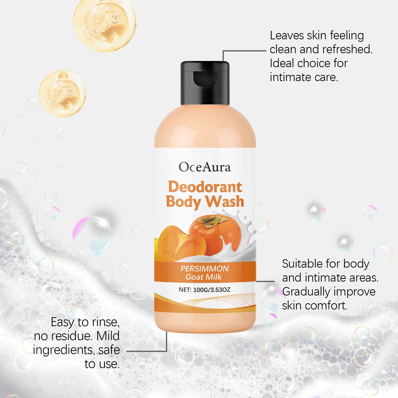 OceAura Persimmon Soap Bar for Body Odor Control Deodorant Professional Skin Cleaning Goat Milk Body Wash Persimmon Shower Gel OceAura Persimmon Soap Bar for Body Odor Control Deodorant Professional Skin Cleaning Goat Milk Body Wash Persimmon Shower Gel