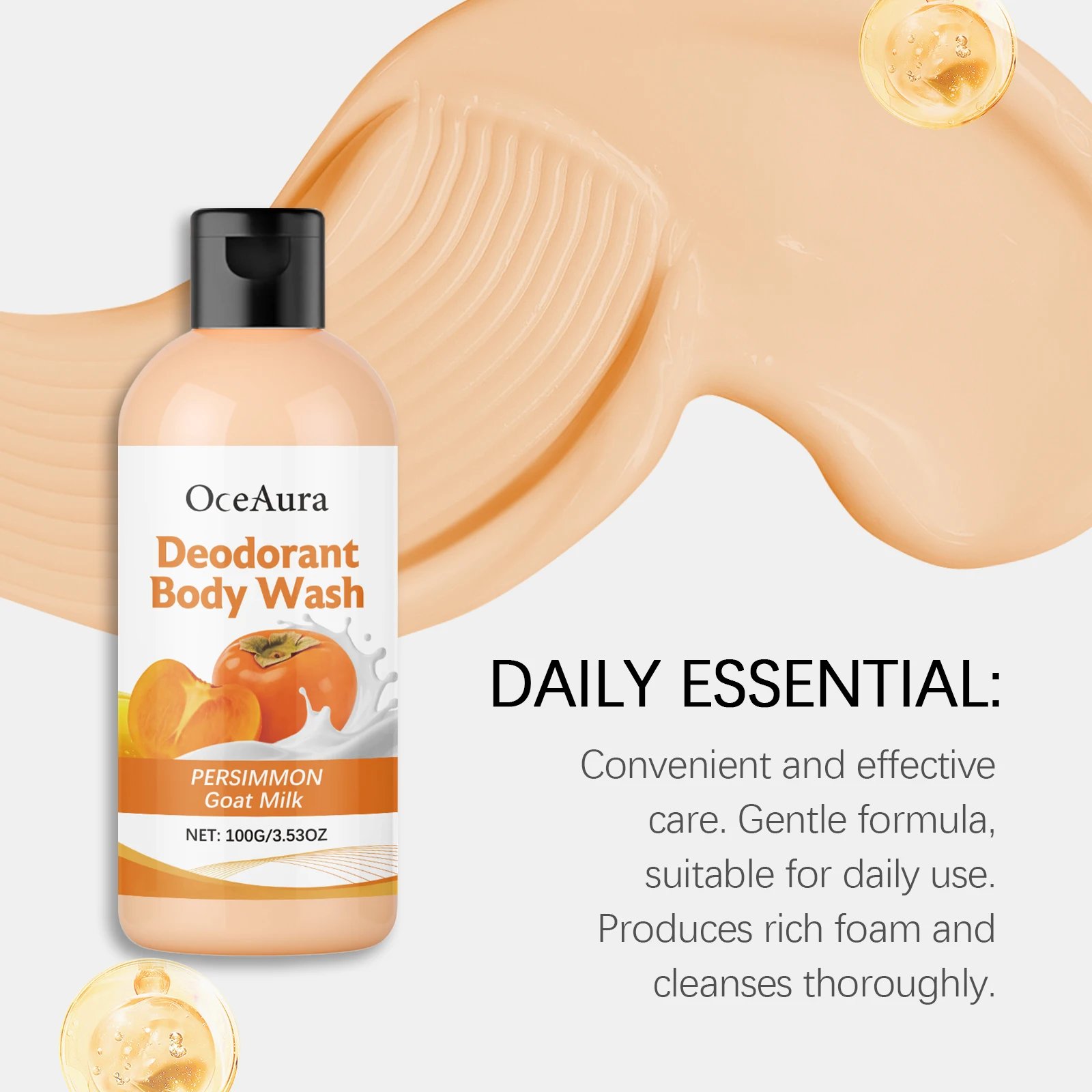 OceAura Persimmon Soap Bar for Body Odor Control Deodorant Professional Skin Cleaning Goat Milk Body Wash Persimmon Shower Gel OceAura Persimmon Soap Bar for Body Odor Control Deodorant Professional Skin Cleaning Goat Milk Body Wash Persimmon Shower Gel