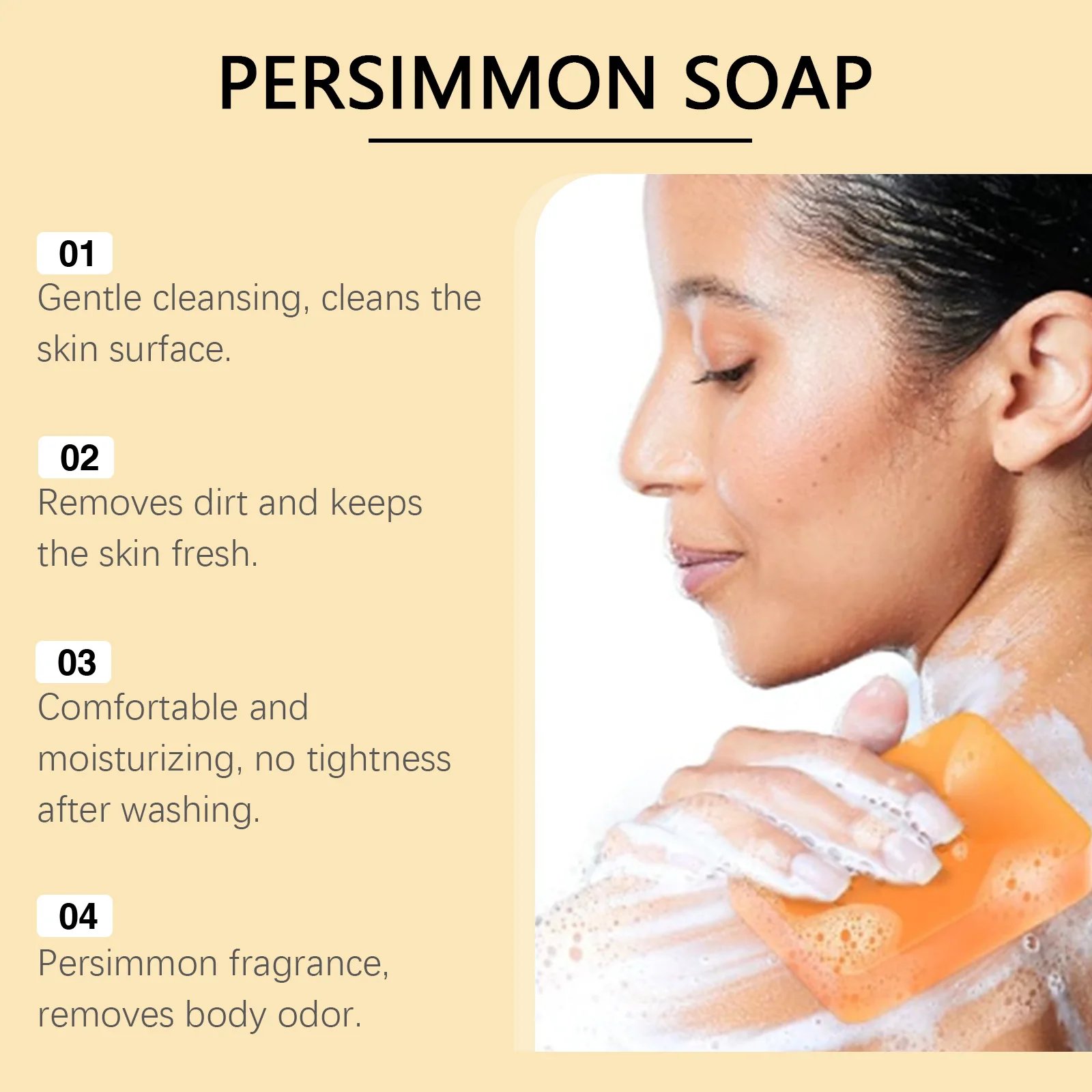 OceAura Persimmon Soap Bar for Body Odor Control Deodorant Professional Skin Cleaning Goat Milk Body Wash Persimmon Shower Gel OceAura Persimmon Soap Bar for Body Odor Control Deodorant Professional Skin Cleaning Goat Milk Body Wash Persimmon Shower Gel
