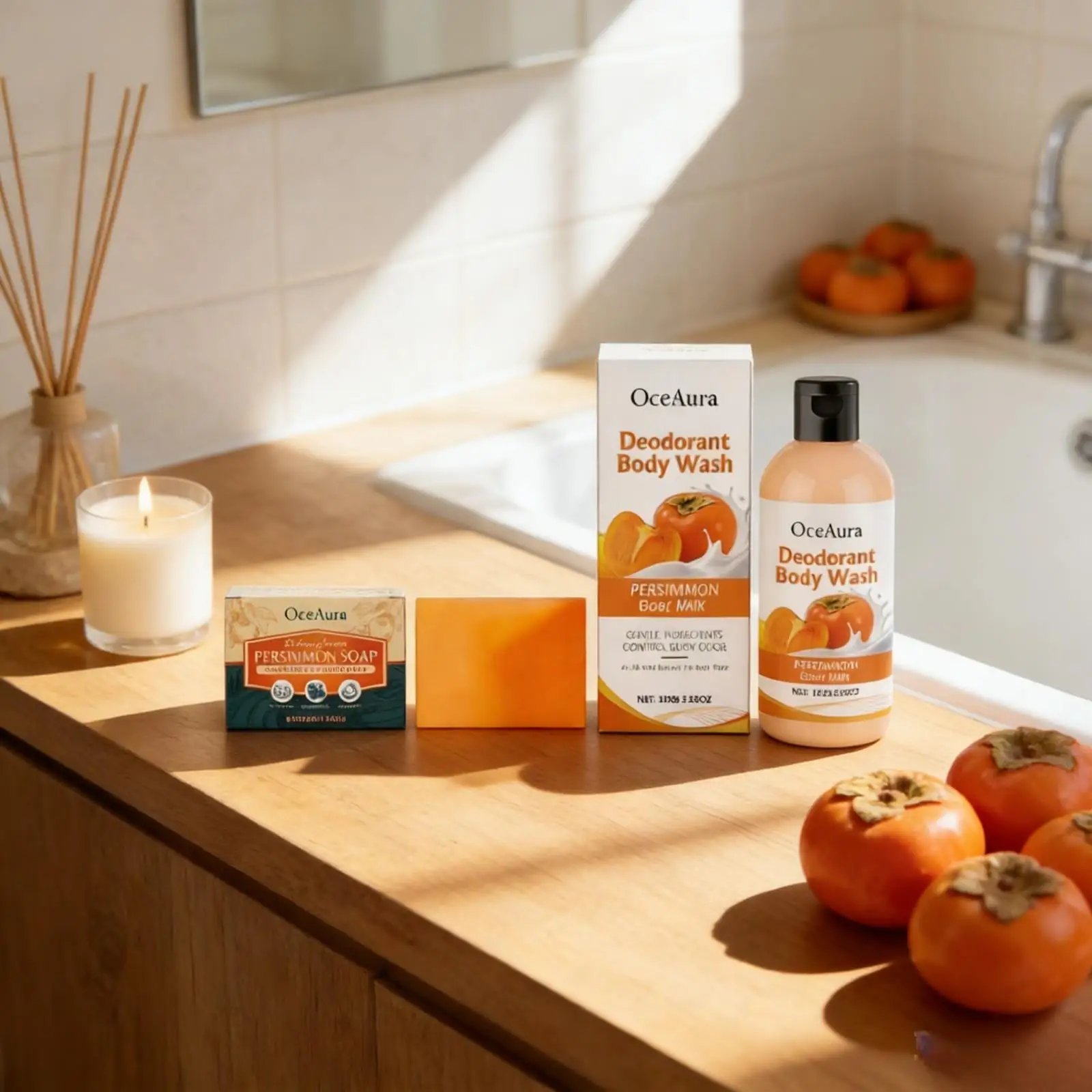 OceAura Persimmon Soap Bar for Body Odor Control Deodorant Professional Skin Cleaning Goat Milk Body Wash Persimmon Shower Gel OceAura Persimmon Soap Bar for Body Odor Control Deodorant Professional Skin Cleaning Goat Milk Body Wash Persimmon Shower Gel