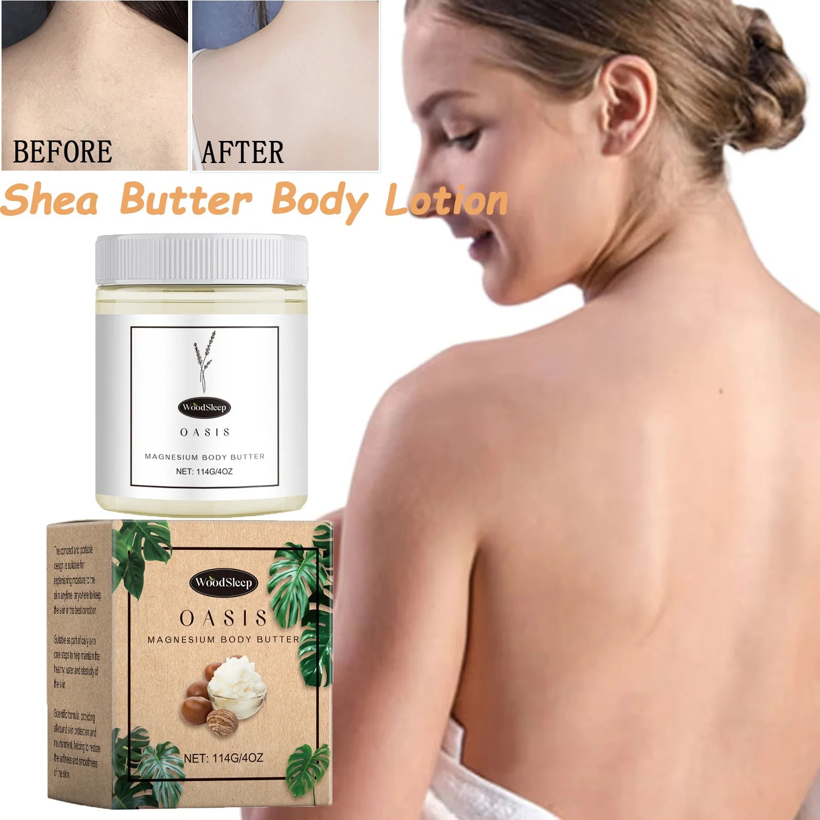 22917-qyuaag.jpg Shea Butter Body Lotion Moisturizing Magnesium Body Butter Nourishing Skin Soft Smooth Soothes Muscles Body Skincare Cream - Image 1