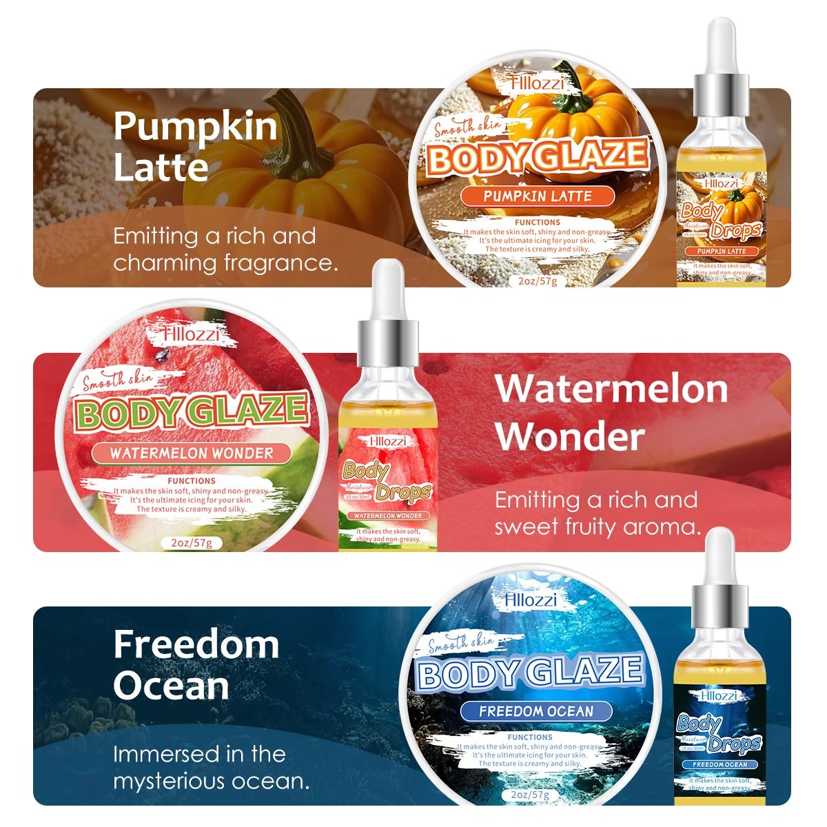 Body Glaze & Body Oil Combination Various flavors Non-greasy Hydrating and moisturizing Body Lotion Massag Body Glaze & Body Oil Combination Various flavors Non-greasy Hydrating and moisturizing Body Lotion Massag