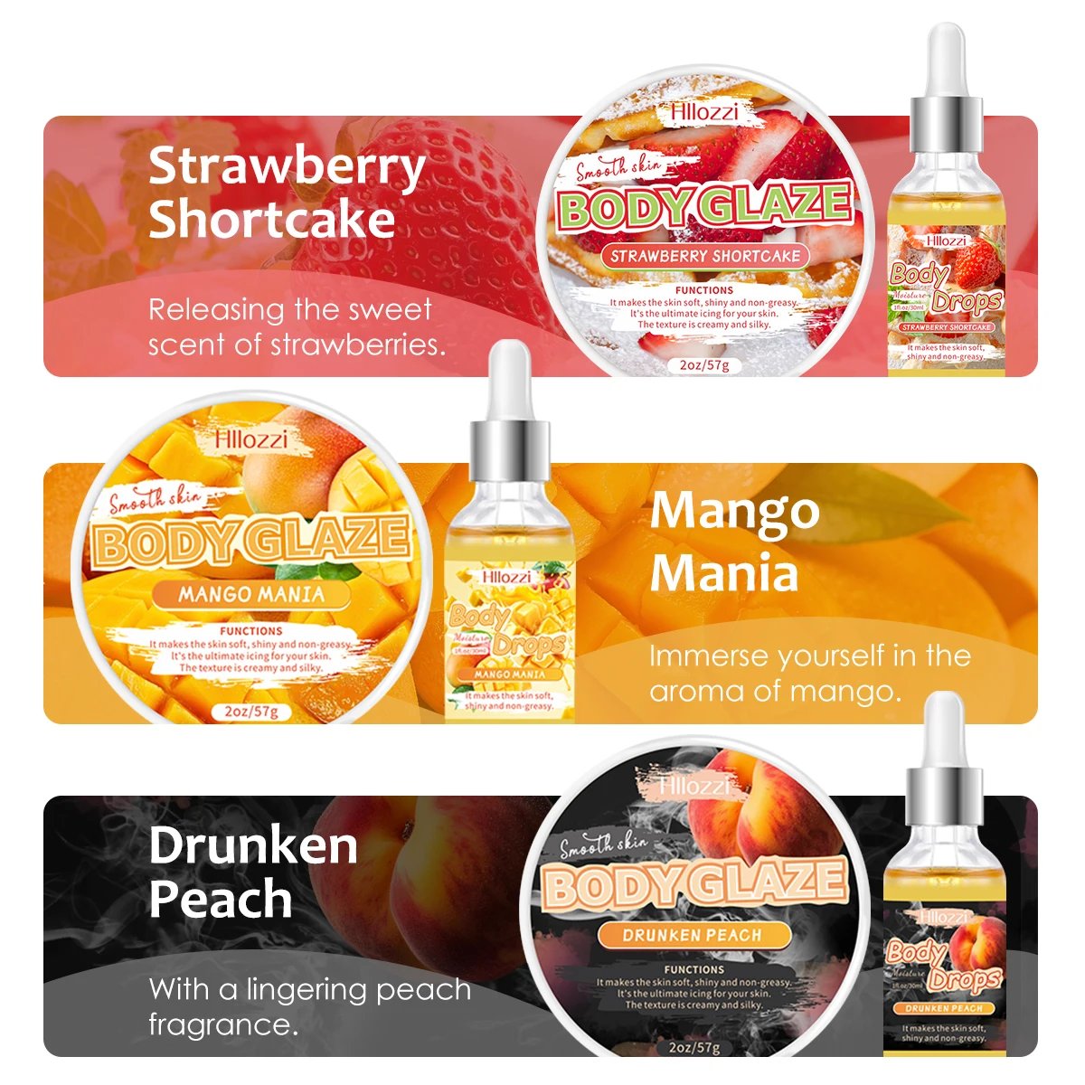 Body Glaze & Body Oil Combination Various flavors Non-greasy Hydrating and moisturizing Body Lotion Massag Body Glaze & Body Oil Combination Various flavors Non-greasy Hydrating and moisturizing Body Lotion Massag