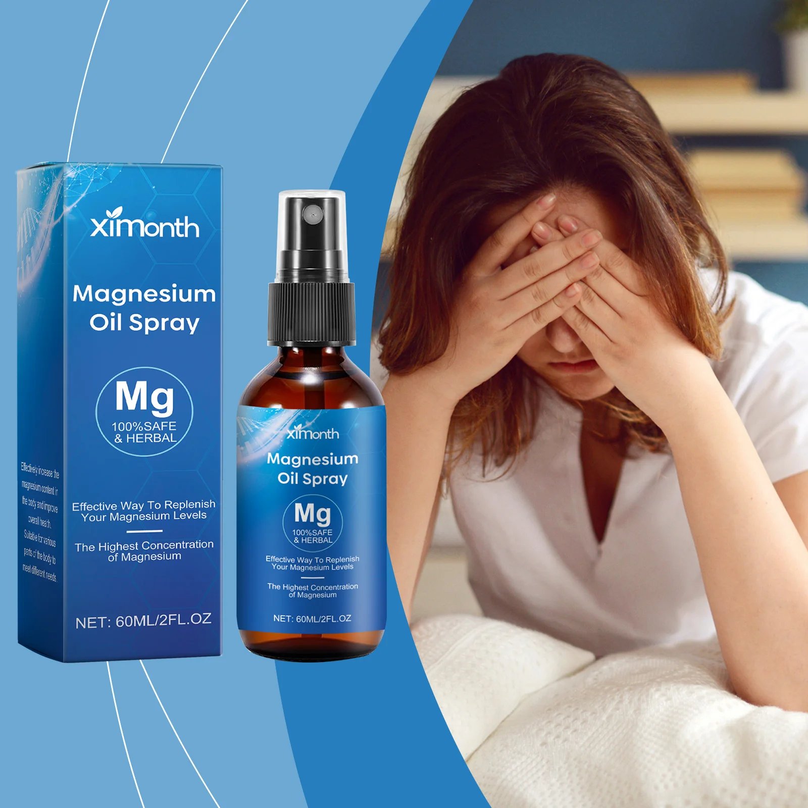 60ml Pure Magnesium Oil Spray Relieve Muscle Soreness Pain Mind Soothing Better Sleep Quality Deep Relaxation Body Health Care 60ml Pure Magnesium Oil Spray Relieve Muscle Soreness Pain Mind Soothing Better Sleep Quality Deep Relaxation Body Health Care