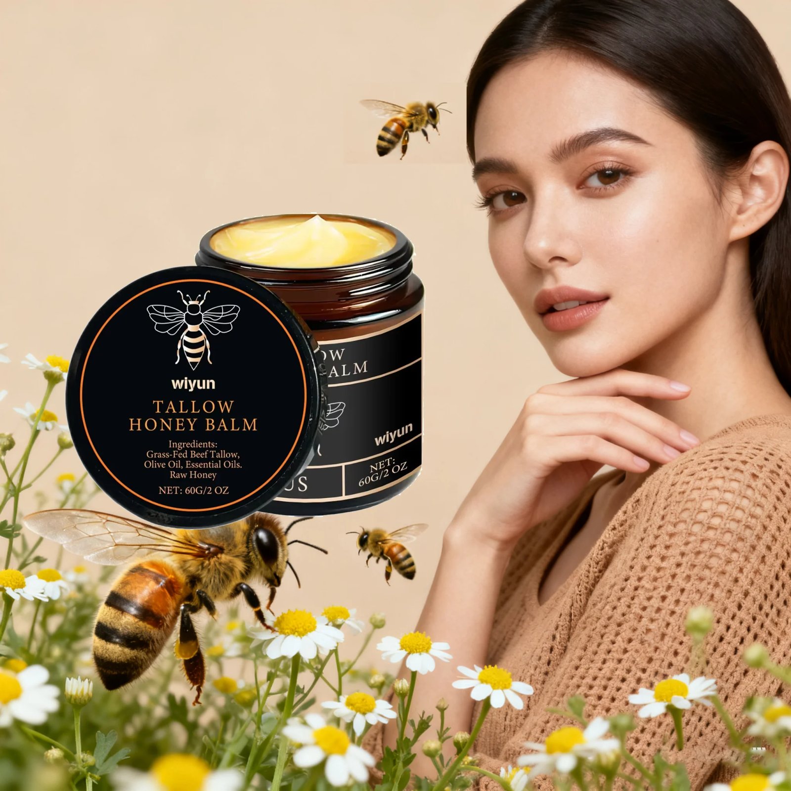 23103-c7tekg.png Tallow Honey Balm Glowing Hydrating Skin Enhacne Elasticity Improve Dullness Fade Fine Lines Firming Face Body Moisturize Cream - Image 1