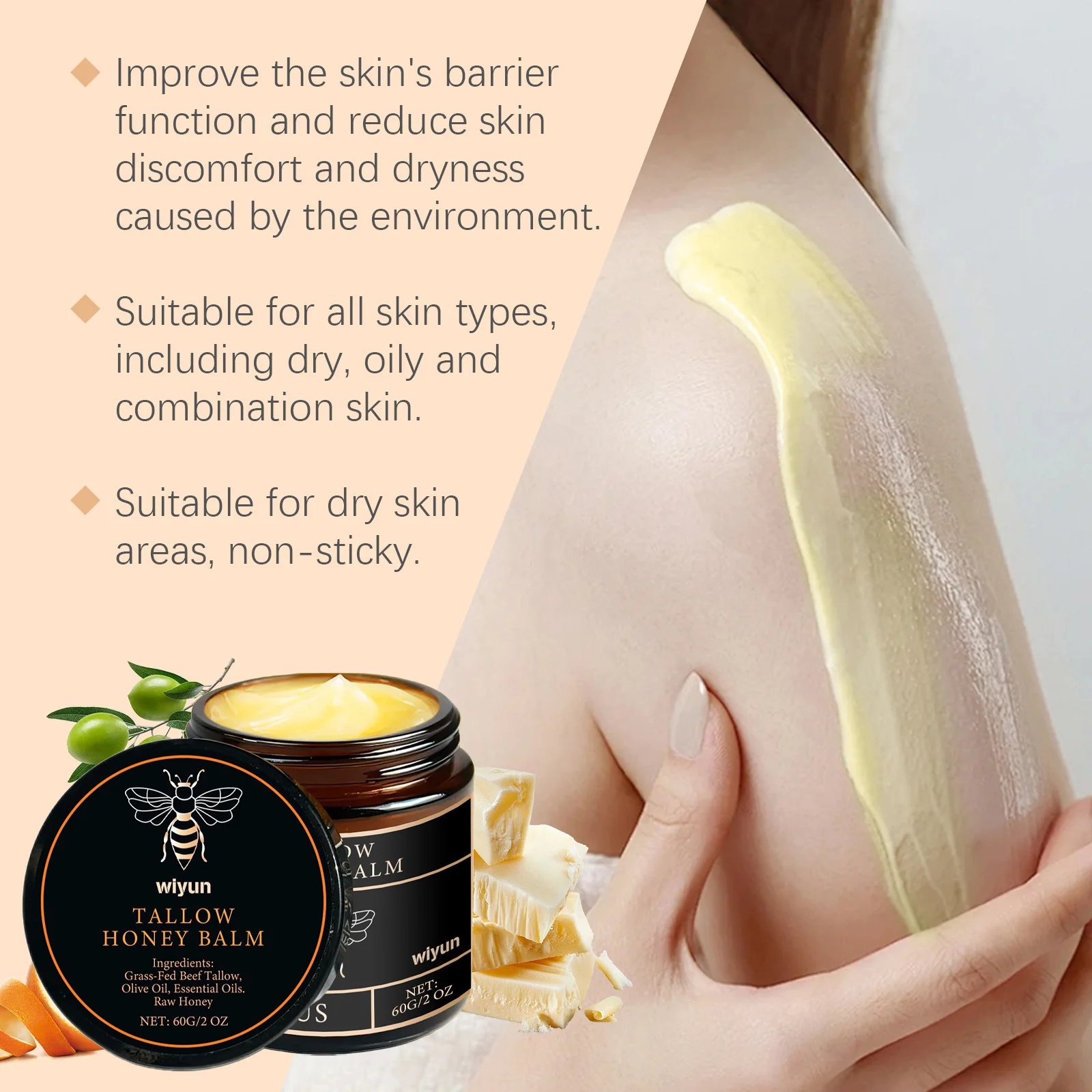 Beef Tallow Face Cream Improves Loose Skin Lasting Moisturizing Soothing Anti Aging Lifting Brightening Nourishing Skin Care Beef Tallow Face Cream Improves Loose Skin Lasting Moisturizing Soothing Anti Aging Lifting Brightening Nourishing Skin Care