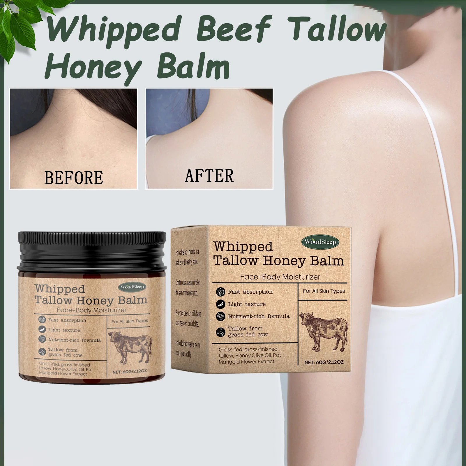 Whipped Beef Tallow Honey Balm Deeply Moisturizer Brightening Fast Absorption Grass Fed Grass Finished Face Cream Body Lotion Whipped Beef Tallow Honey Balm Deeply Moisturizer Brightening Fast Absorption Grass Fed Grass Finished Face Cream Body Lotion