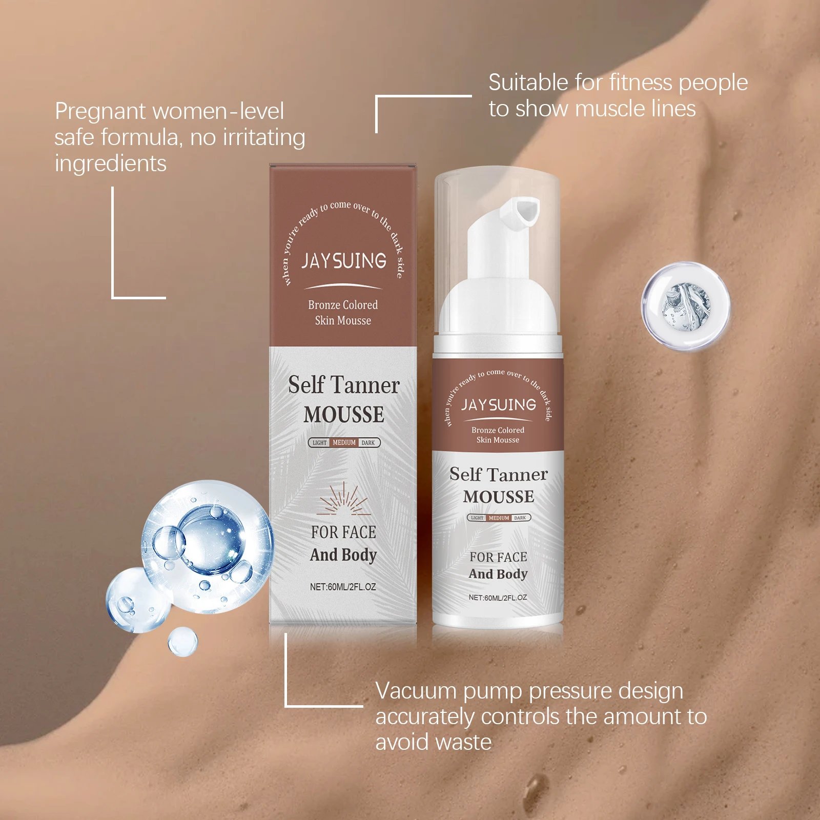 1~3h Self Tan Express Mousse Fast Acting Fake Tan Develops for Dark Fake Tan Face Body Fast-Absorbing Moisturizing Tan Boosting 1~3h Self Tan Express Mousse Fast Acting Fake Tan Develops for Dark Fake Tan Face Body Fast-Absorbing Moisturizing Tan Boosting