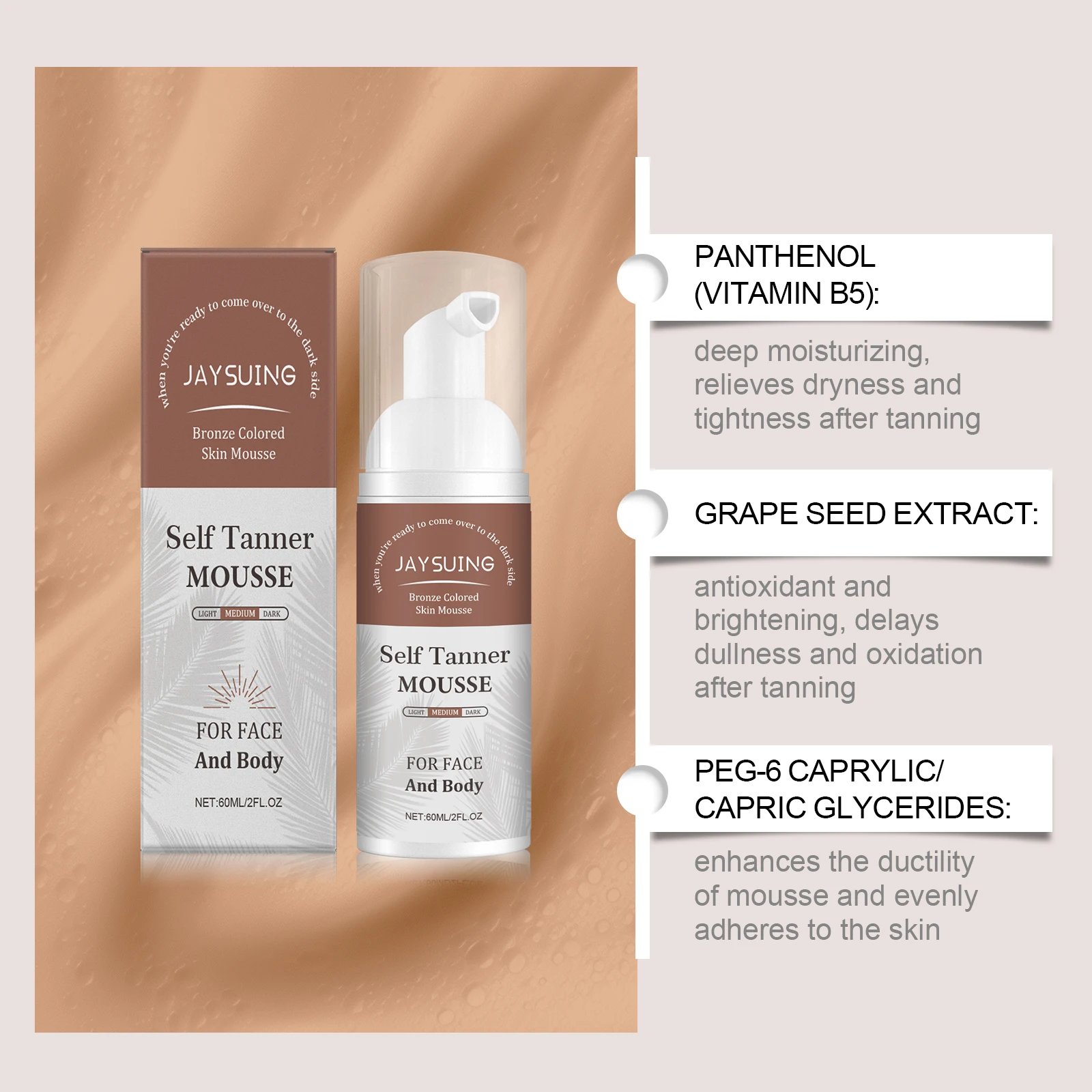 1~3h Self Tan Express Mousse Fast Acting Fake Tan Develops for Dark Fake Tan Face Body Fast-Absorbing Moisturizing Tan Boosting 1~3h Self Tan Express Mousse Fast Acting Fake Tan Develops for Dark Fake Tan Face Body Fast-Absorbing Moisturizing Tan Boosting