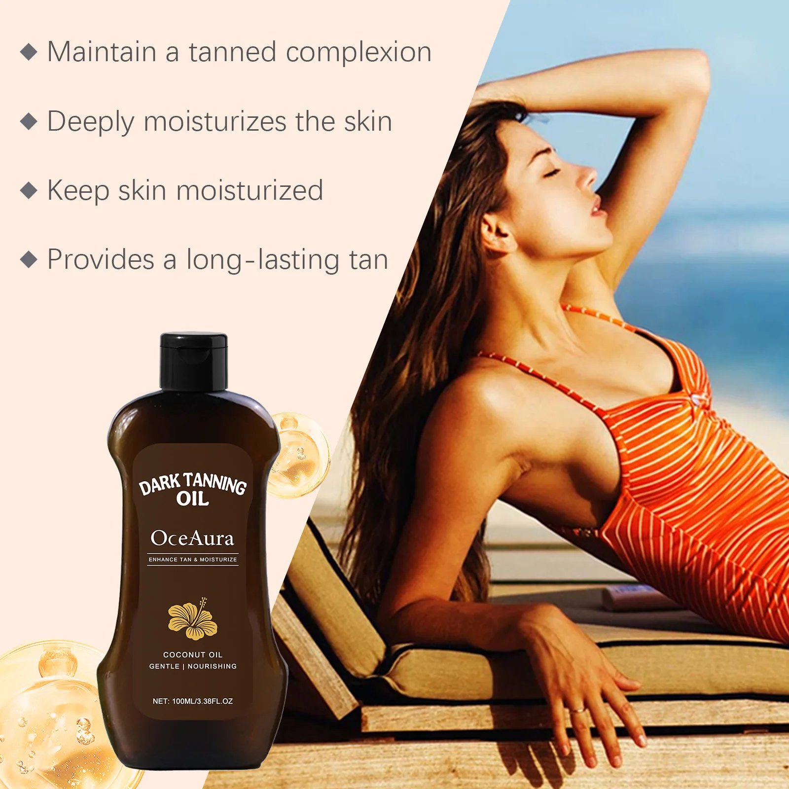 OceAura Tanning Oil Lotion Deep Moisturizing Nourishing Skin Rejuvenating Long Lasting Tan Lightweight Non Greasy Bronzing Oil OceAura Tanning Oil Lotion Deep Moisturizing Nourishing Skin Rejuvenating Long Lasting Tan Lightweight Non Greasy Bronzing Oil
