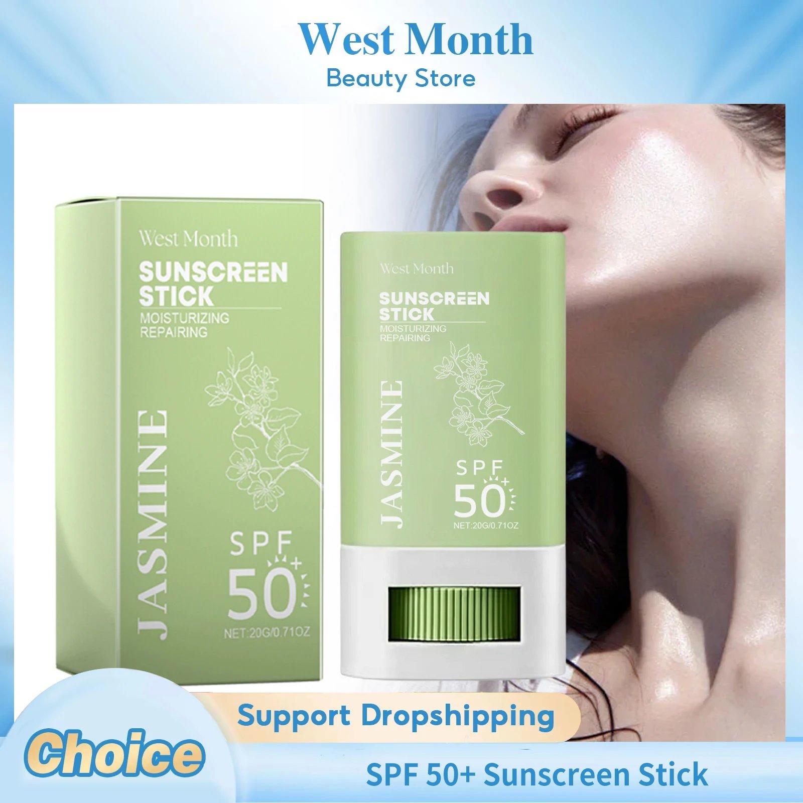 23451-xdhggf.jpg Spf 50+ Sunscreen Stick UV Protective Brightening Waterproof Sweatproof Refreshing Deep Moisturizing Lightweight Sunscreen Stick - Image 1