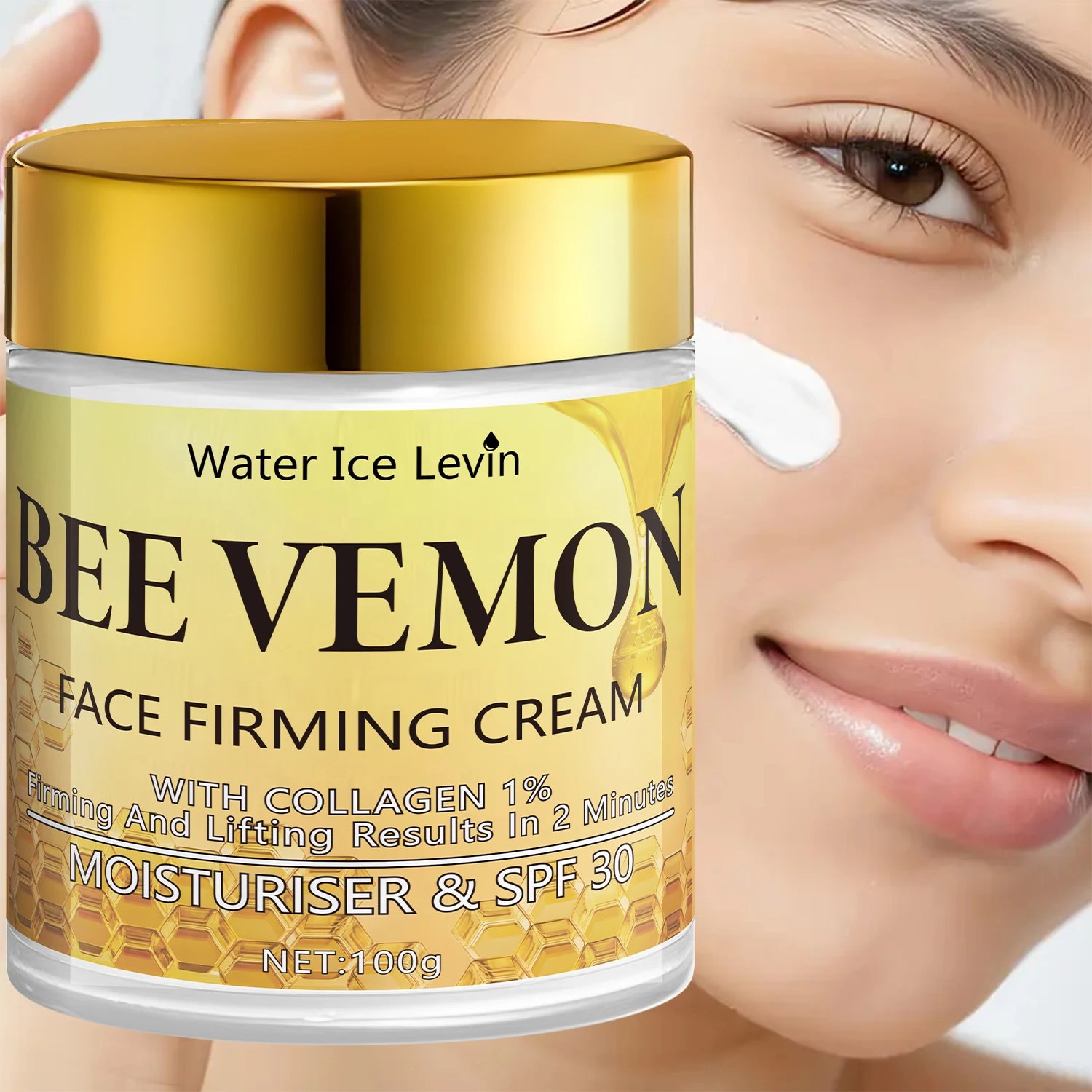 Bee Venom Face Firming Cream. Visible Transformation. With 1% Collagen. Moisturizer & SPF30. Firms Lifts Skin. 100g. Bee Venom Face Firming Cream. Visible Transformation. With 1% Collagen. Moisturizer & SPF30. Firms Lifts Skin. 100g.