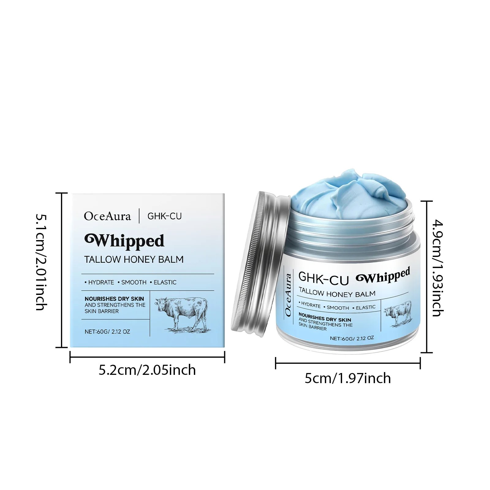 OceAura Whipped Tallow Honey Balm Ghk-Cu Firm Skin Elasticity Enhancement Strengthening Skin Barrier Repair Care Moisturizer 60g OceAura Whipped Tallow Honey Balm Ghk-Cu Firm Skin Elasticity Enhancement Strengthening Skin Barrier Repair Care Moisturizer 60g