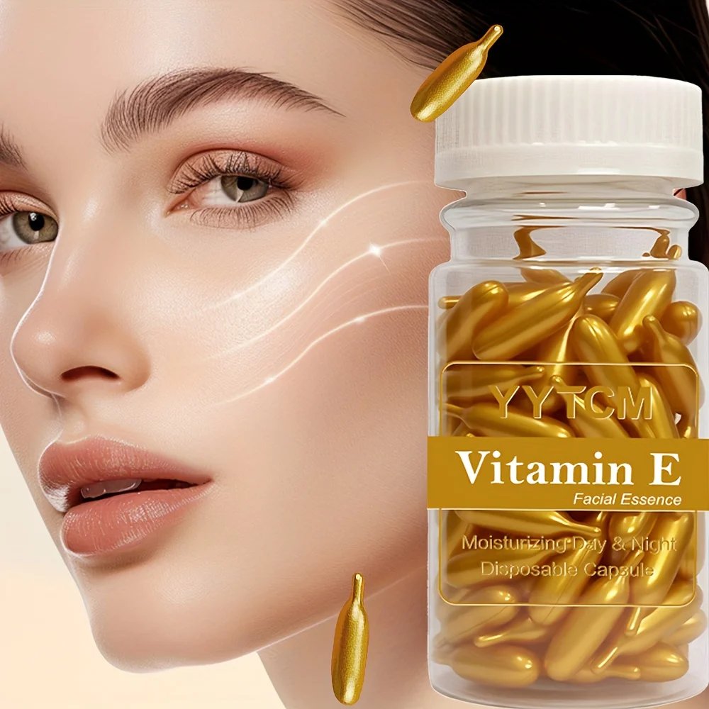Vitamin E Serum Capsules, Single-Use Essence Capsules, Hydrating and Moisturizing Facial Skin 90 Capsules/Bottle - 1 Bottle Vitamin E Serum Capsules, Single-Use Essence Capsules, Hydrating and Moisturizing Facial Skin 90 Capsules/Bottle - 1 Bottle
