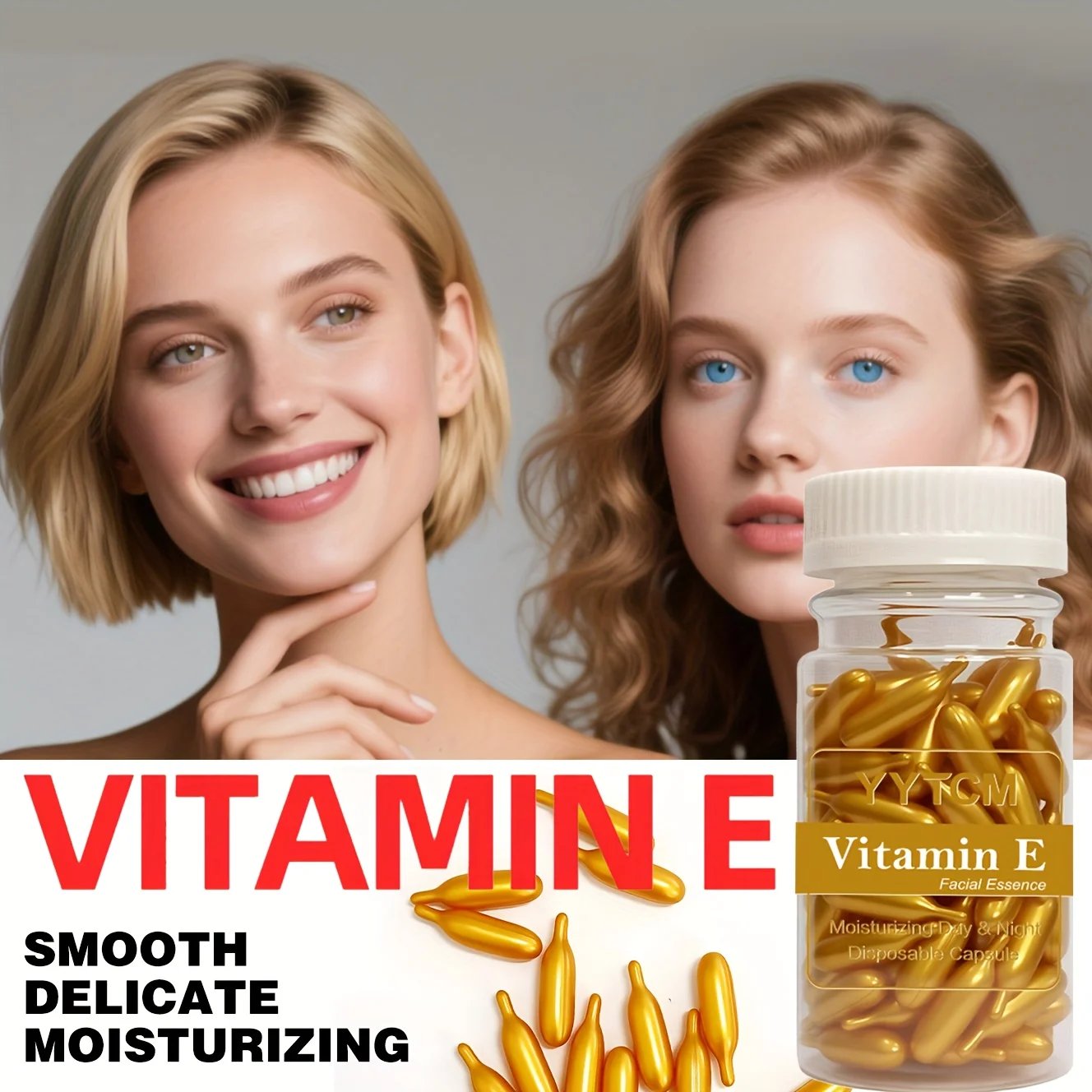 Vitamin E Serum Capsules, Single-Use Essence Capsules, Hydrating and Moisturizing Facial Skin 90 Capsules/Bottle - 1 Bottle Vitamin E Serum Capsules, Single-Use Essence Capsules, Hydrating and Moisturizing Facial Skin 90 Capsules/Bottle - 1 Bottle