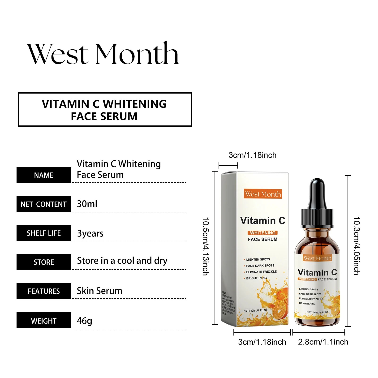 Vitamin C Facial Essence Fade Dark Spots Eliminate Freckles Acne Marks Repair Smooth Skin Care Hyaluronic Acid Brightening Serum