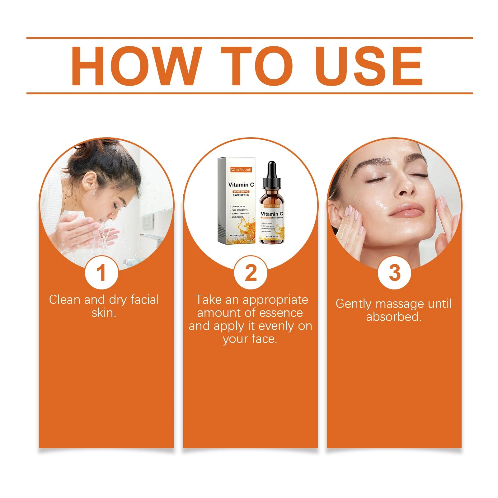 Vitamin C Facial Essence Fade Dark Spots Eliminate Freckles Acne Marks Repair Smooth Skin Care Hyaluronic Acid Brightening Serum