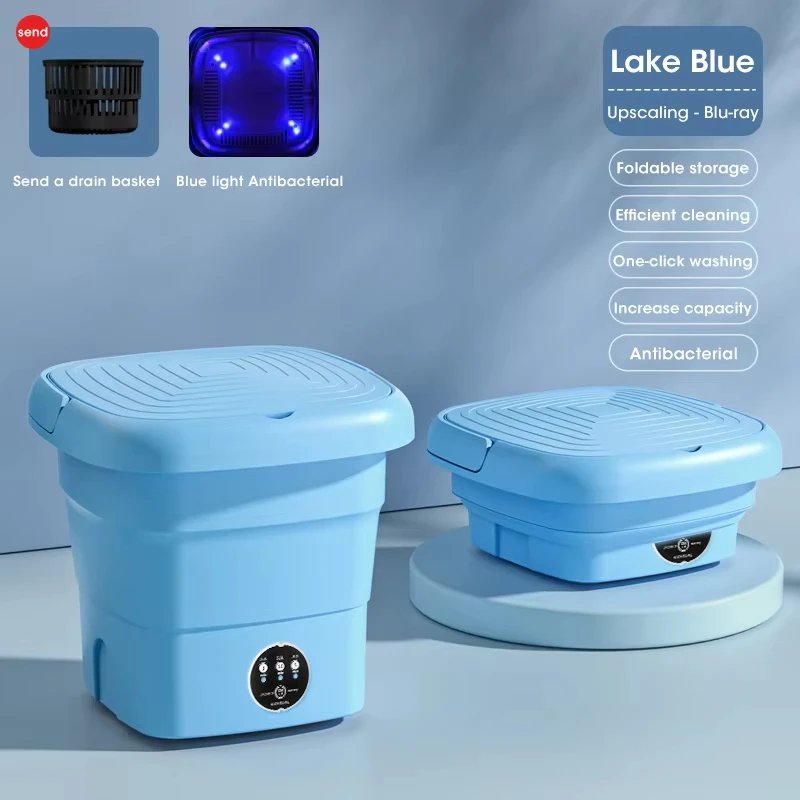 Mini Portable Folding Washing Machine Centrifuge Dehydration Barrel for Underwear Sock Clothes
