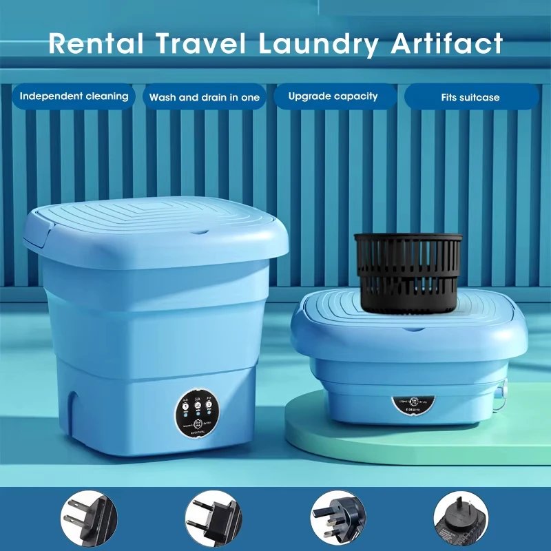 Mini Portable Folding Washing Machine Centrifuge Dehydration Barrel for Underwear Sock Clothes