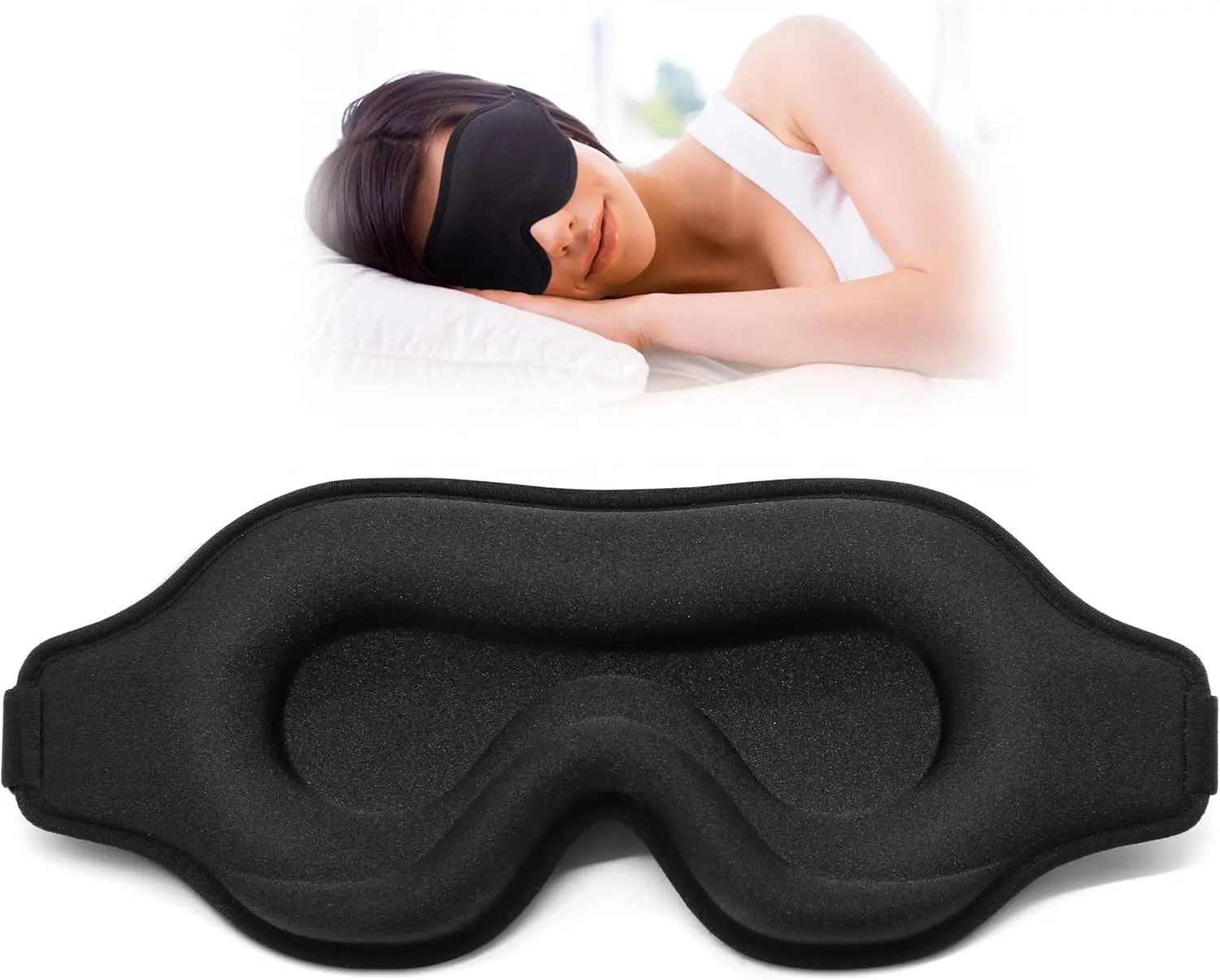 24174-wqpifu.jpg Sleep Eye Mask for Men Women, Lash Extensions 3D Sleeping Mask, Travel Blackout Night Blindfold Eye Shade Cover with Adjustable - Image 1