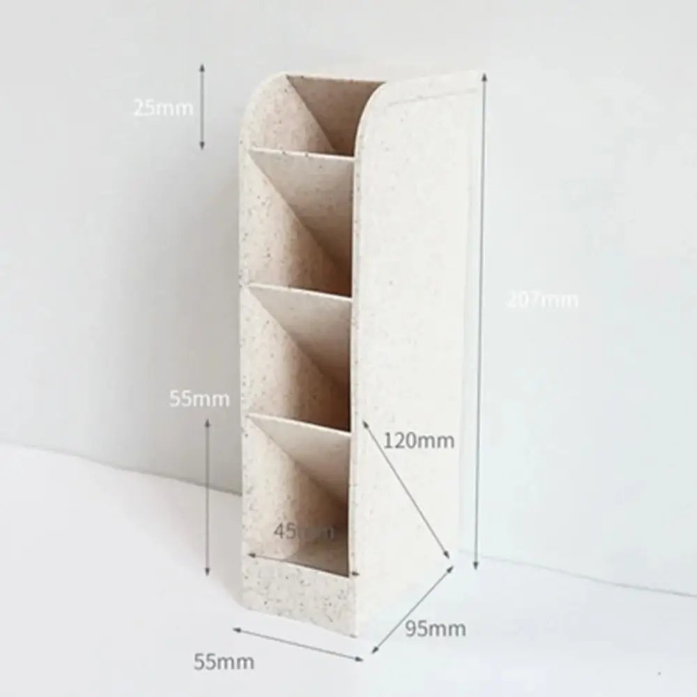 4Grid Macaron Color Oblique Insertion Desktop Organizer Pen Holder Pencil Makeup Brush Storage Box School Stationery