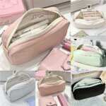 New High Quality Solid Color Pen Bag Zipper Design Large Capacity Pencil Case Portable Stationery Bag Back To School - Image 3