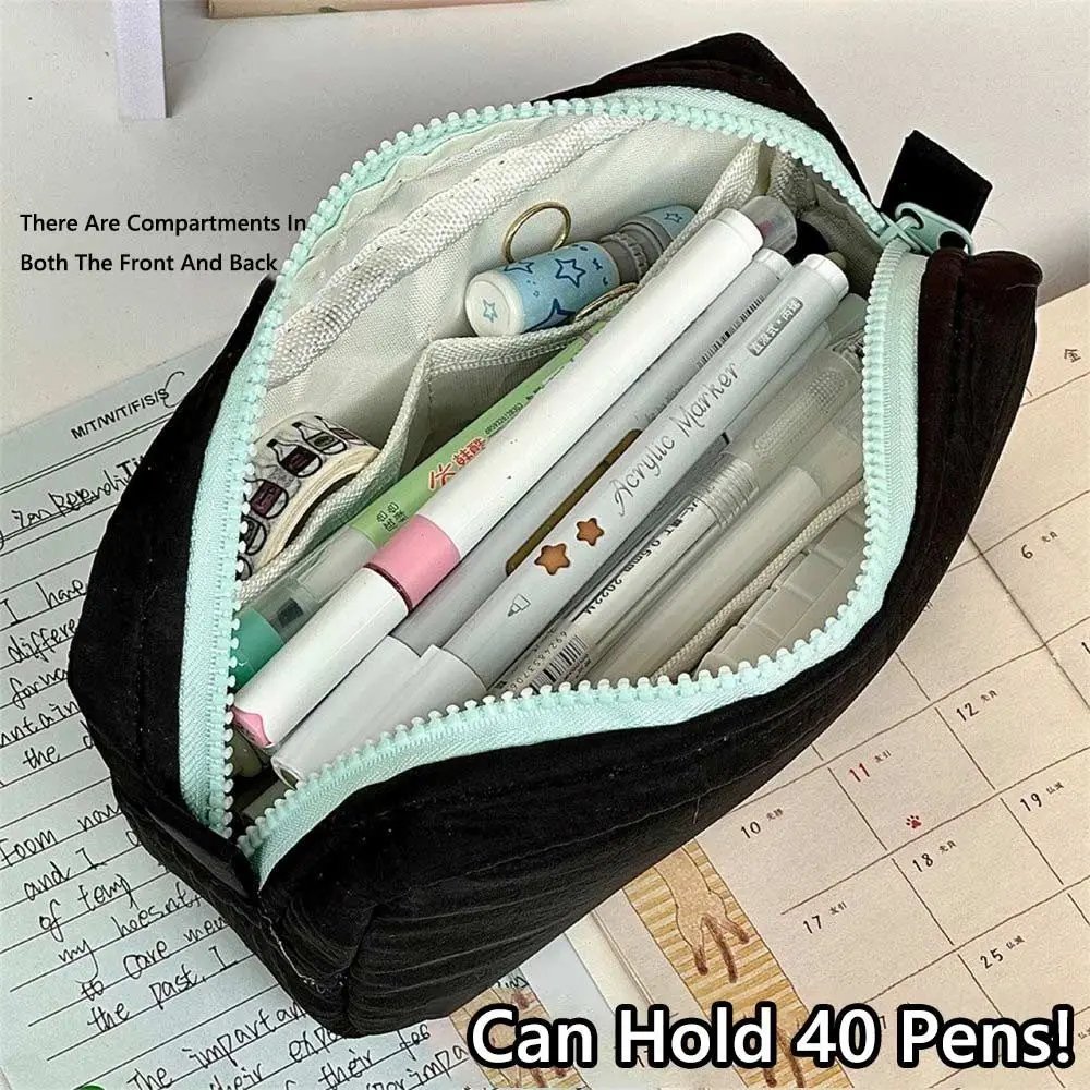 New High Quality Solid Color Pen Bag Zipper Design Large Capacity Pencil Case Portable Stationery Bag Back To School New High Quality Solid Color Pen Bag Zipper Design Large Capacity Pencil Case Portable Stationery Bag Back To School